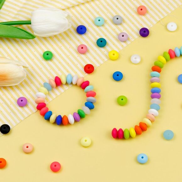 180Pcs Multicolor Silicone Beads – Round Abacus Beads for DIY Craft Projects - Picture 5 of 7